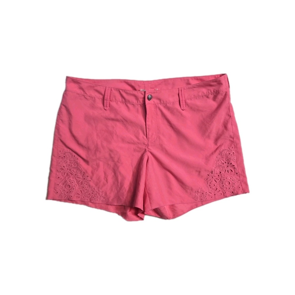 Athleta Coral Pink Coastal Eyelet Floral Embroidered‎ Shorts 215023 Womens 12